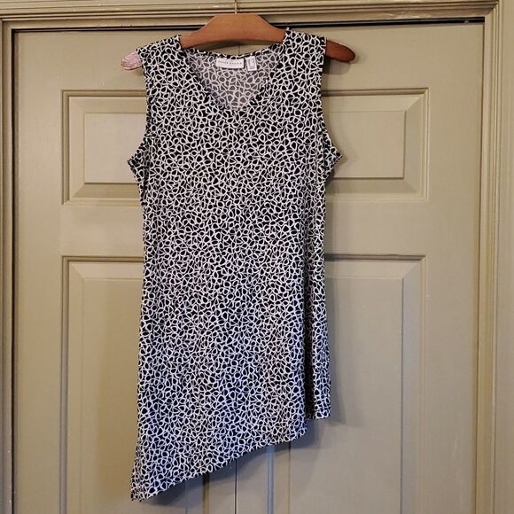 Susan Graver black and white asymmetrical tank top - Picture 1 of 9